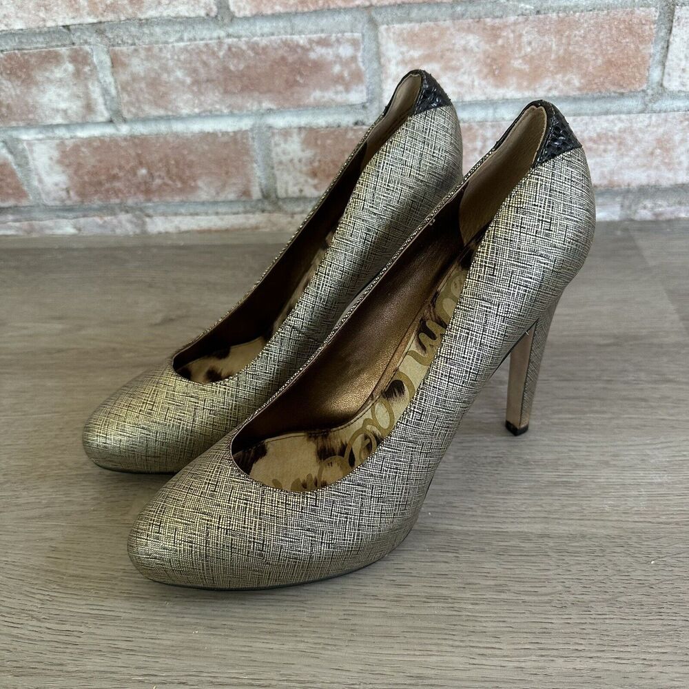 Sam Edelman Yasmine Pumps Heels Gold / Black Size 7.5